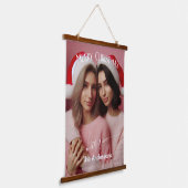 Frohe Weihnachten Lesbian Retro Pink | Benutzerdef Wandteppich Mit Holzrahmen (Gewinkelt)