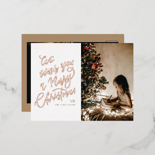 Frohe Weihnachten Lettering Foto Folien Feiertagspostkarte