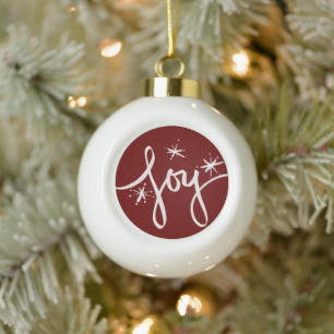 Frohe Weihnachten Lettering Freude Schneeflocken H Keramik Kugel-Ornament