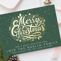 Frohe Weihnachten Lettering Gold Sprenkel Grünes B