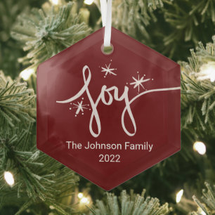 Frohe Weihnachten Lettering Schneeflocken Freude Ornament Aus Glas