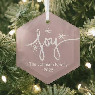 Frohe Weihnachten Lettering Schneeflocken Freude Ornament Aus Glas