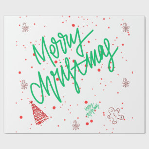 Frohe Weihnachten Lettering und Gingerbread Holida Geschenkpapier