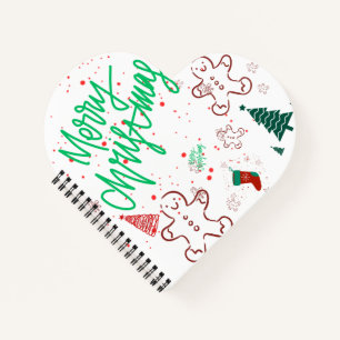 Frohe Weihnachten Lettering und Weihnachtsgebäck F Notizblock