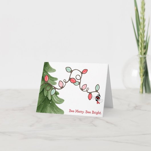 Frohe Weihnachten, leuchtende Biene Weihnachtskart (Vorderseite)