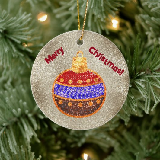 Frohe Weihnachten - leuchtendes Bauble mit Sequenz Keramik Ornament (Baum)