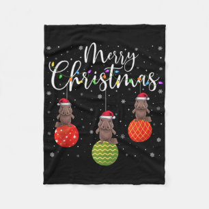 Frohe Weihnachten Lichter Weihnachtsmann Hut Schna Fleecedecke