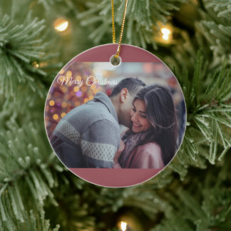 Frohe Weihnachten Liebe Romantisches Paar Foto Keramik Ornament