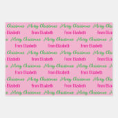 Frohe Weihnachten Light Pink & Hot Pink Script Nam Geschenkpapier Set (Vorderseite)