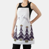 Frohe Weihnachten Lila Bows Ribbons Gold Star Tree Schürze (InSitu)