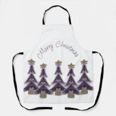 Frohe Weihnachten Lila Bows Ribbons Gold Star Tree Schürze (Vorderseite)