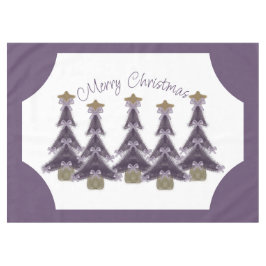 Frohe Weihnachten Lila Bows Ribbons Gold Star Tree Tischdecke