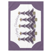 Frohe Weihnachten Lila Bows Ribbons Gold Star Tree Tischdecke (Vorderseite)