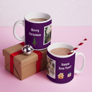 Frohe Weihnachten Lila Foto Kaffeetasse