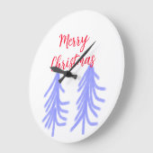 Frohe Weihnachten lila Pastelkiefer Wasser Große Wanduhr (Winkel)