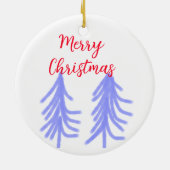 Frohe Weihnachten lila Pastelkiefer Wasser Keramik Ornament (Hinten)