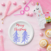 Frohe Weihnachten lila Pastelkiefer Wasser Pappteller (Party)