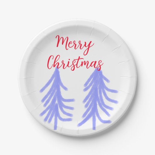 Frohe Weihnachten lila Pastelkiefer Wasser Pappteller (Vorderseite)