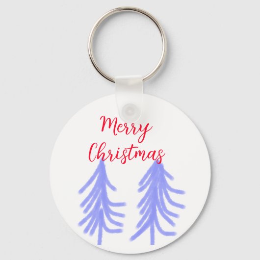 Frohe Weihnachten lila Pastelkiefer Wasser Schlüsselanhänger (Vorderseite)
