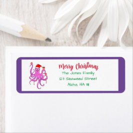 Frohe Weihnachten Lila Santa Octopus