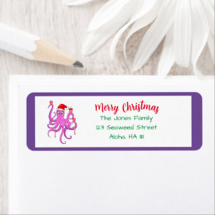 Frohe Weihnachten Lila Santa Octopus