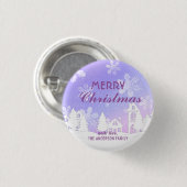 Frohe Weihnachten Lila Schneeflocken im Weißen Hau Button (Vorne & Hinten)