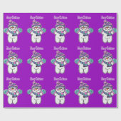 Frohe Weihnachten Lila Snowman Wrapping Paper Geschenkpapier (Flach)