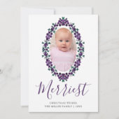 Frohe Weihnachten Lila Trauben Oval Foto (Vorderseite)