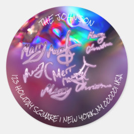 Frohe Weihnachten Lila UAWG Rücksendeadressen-Aufk Runder Aufkleber