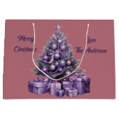 Frohe Weihnachten lila Weihnachtsbaum Große Geschenktüte (Vorderseite)