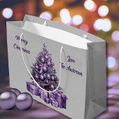 Frohe Weihnachten lila Weihnachtsbaum Große Geschenktüte