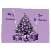 Frohe Weihnachten lila Weihnachtsbaum Große Geschenktüte (Rückseite)