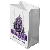 Frohe Weihnachten lila Weihnachtsbaum Mittlere Geschenktüte (Rückseite Schrägansicht)