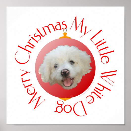 Frohe Weihnachten Little White Dog Poster (Vorne)