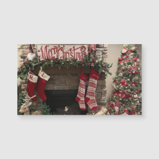 Frohe Weihnachten Livingroom Szene mit Weihnachtsb Magnetkarte