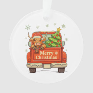 Frohe Weihnachten LKW Highland Kuh Baum Cozy Xmas Ornament