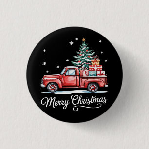 Frohe Weihnachten LKW Lustiger Baum Essential Button