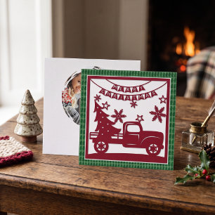 Frohe Weihnachten LKW Weihnachtsbaum Faux Papercut