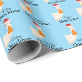 Frohe Weihnachten lustig niedliches blaues Muster  Geschenkpapier (Rolleneckpunkt)