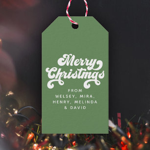 Frohe Weihnachten Lustige Einfache Retro-Typografi Geschenkanhänger