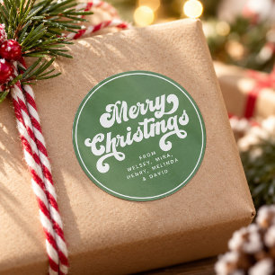 Frohe Weihnachten Lustige Einfache Retro-Typografi Runder Aufkleber