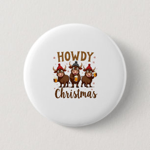 Frohe Weihnachten Lustige Highland-Kuh Weihnachts- Button