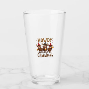 Frohe Weihnachten Lustige Highland-Kuh Weihnachts- Glas