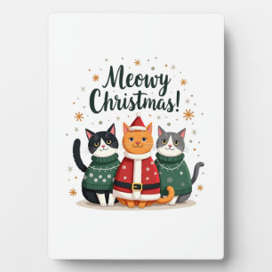 Frohe Weihnachten Lustige Katze Weihnachten Feiert Fotoplatte