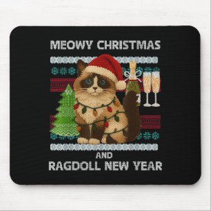 Frohe Weihnachten Lustige Ragdoll-Katze Weihnachts Mousepad