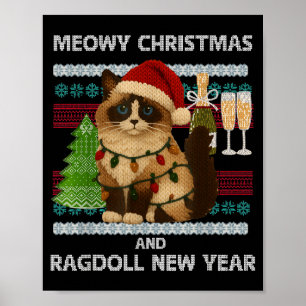 Frohe Weihnachten Lustige Ragdoll-Katze Weihnachts Poster