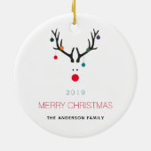 Frohe Weihnachten lustige Rentierfamilie Keramik Ornament (Hinten)
