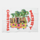 Frohe Weihnachten lustige Sankt Tiki Handtuch (Horizontal)