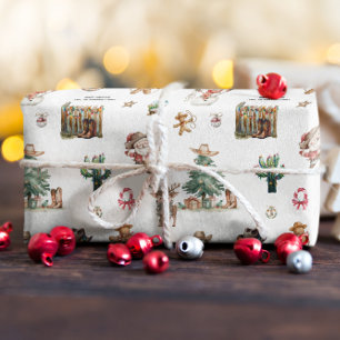 Frohe Weihnachten Lustige Western-Personalisieru Geschenkpapier