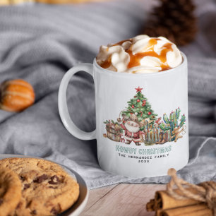 Frohe Weihnachten Lustige westliche Monogramm-Fe Kaffeetasse